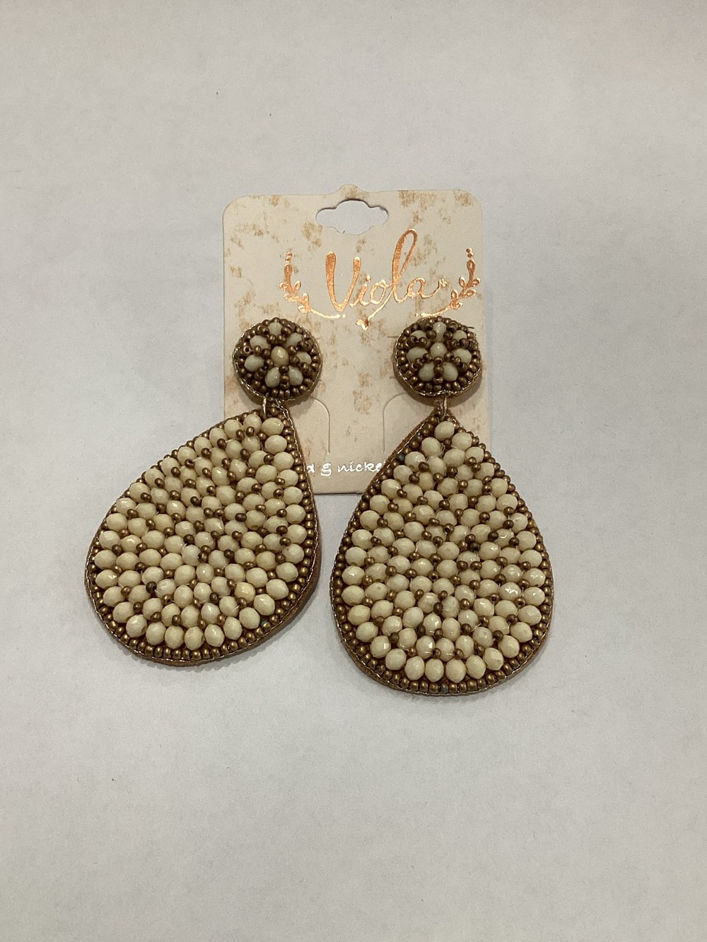 Violet Ivory‎ Beaded Teardrop Dangle Earrings